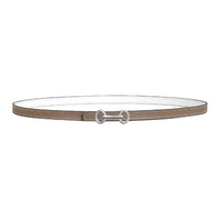 HERMES Calfskin Leather Belts Women's Taupe/White Width: 1.3cm