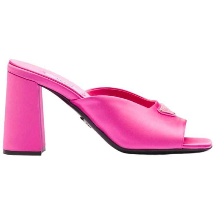 PRADA Abrasion Resistant Slide Slippers 8.5cm Women's Pink