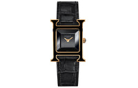 HERMES Heure H Wrist Watch Quartz Movement Genuine Leather Strap 25*21mm Black Dial Women's Watch