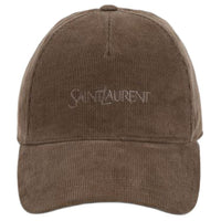 SAINT LAURENT Logo Embroidered Crduroy Baseball Cap