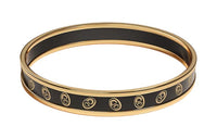 HERMES Enamel Gold-Plated Metal Bangles Women's Black/Gold