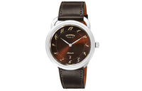 HERMES Wrist Watch Mechanical Movement Genuine Leather Strap Coffee Watch Dial Women's Watch