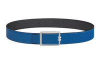 HERMES Elegant Silver Buckle Epsom Calfskin Double-Sided Leather Belt Men's Blue Width: 3.8cm