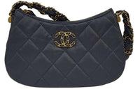 CHANEL Cow Leather Shoulder Bag Hobo Bag Handbag Shoulder Bag Women's Blue