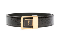 SAINT LAURENT La 66 Embossed-crocodile Belt
