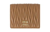 MIU MIU Matelassé Leather Wallet Trumpets Women's Caramel Brown