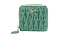 MIU MIU Leather Card Holder Wallet Women's Green