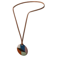 HERMES Painted Buffalo Horn Necklaces Women's Multicolor