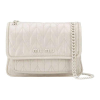 MIU MIU Leather Shoulder Bag Women's White