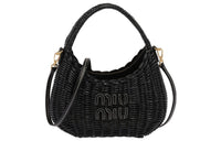 MIU MIU Wicker Hobo Bag, Shoulder Bag, Crossbody Bag, Handbag Women's Black