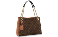 LOUIS VUITTON Canvas Cow Leather Handbag Medium Size Women's Caramel