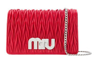 MIU MIU Leather Crossbody Bag, Shoulder Bag Women's Red