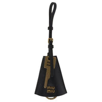 MIU MIU Leather Pendants Unisex Black