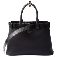 PRADA Leather Shoulder Bag Crossbody Bag Handbag Medium Size Women's Black