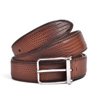 Brunello Cucinelli Lizard-Embossed Leather Belt