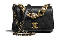 CHANEL Cow Leather Shoulder Bag Crossbody Bag Mini Black