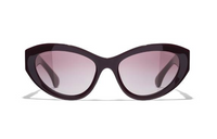 CHANEL Acetate Irregular Shape Sunglasses Men's Burgundy