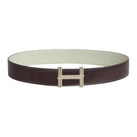 HERMES Brass Leather Belts Men's Ébène / Gris Névé Width: 3.8CM