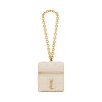 SAINT LAURENT Sheepskin Coin Purse Mini Women's Vintage White