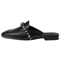 HERMES Oz Wrap-toe Slippers Women's Black