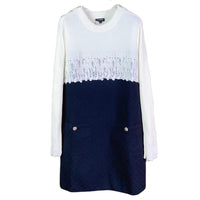 CHANEL Long-Sleeved Dresses Women's Black White
