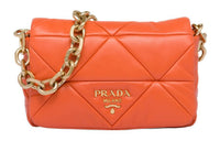 PRADA Soft Sheep Leather Portable Crossbody Bag Shoulder Bag Women's Orange