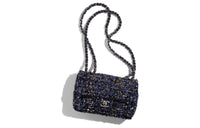 CHANEL 23C Spring Classic Flap CF Metal Snaps Bag Handheld Shoulder Bag Crossbody Bag Small Size Women's Blue