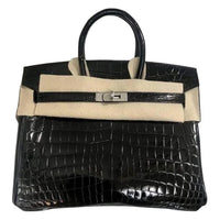 HERMES Birkin Porosus Crocodile Leather Handbag Women's 89 Noir Black