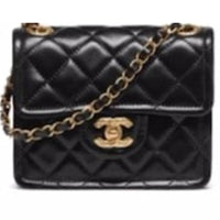 CHANEL Leather Shoulder Bag Crossbody Bag Mini Women's Black