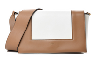 CELINE Frame Smooth Calf Leather Shoulder Bag, Crossbody Bag Medium Size Women's Umber/Neon White