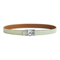 HERMES Calfskin Leather Belts Unisex Green Width 2.4CM