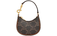 CELINE Canvas Cow Leather Patchwork Handbag Coin Purse Pendant Shoulder Bag Women's Tawny