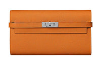 HERMES Kelly Wallet Epsom Calfskin Wallet Women's Orange