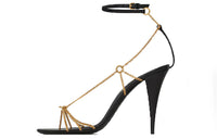 SAINT LAURENT Cristal Strap Sandals Women's Black