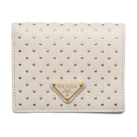 PRADA Leather Wallet Trumpets Women's White