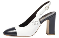 CHANEL Chunky Heel High Heels 9.5cm Women's White