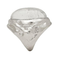 SAINT LAURENT Crystal Oxidized Silver Rings Women's Silver