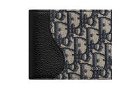 DIOR Oblique Jacquard Fabric With Embossed Calfskin Wallet Men's Black/Beige