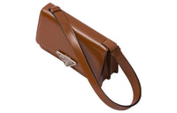 PRADA Shiny Leather Handbag Shoulder Bag Crossbody Bag Women's Brown