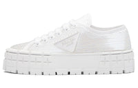 PRADA Double Wheel Sneakers Sequins White Women's