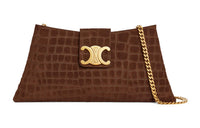 CELINE WilternTriomphe Cow Leather Suede Handbag Shoulder Bag Women's Brown