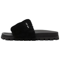 MIU MIU Matelassé Slide Slippers Women's Black