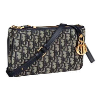 DIOR Jacquard Shoulder Bag Crossbody Bag Mini Women's Blue