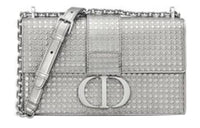 DIOR 30 Montaigne Cow Leather Chain Bag Shoulder Bag Crossbody Bag Women's Silver