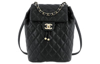 CHANEL Cow Leather Salzburg Backpack Large Size Women's Black