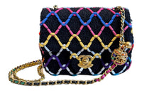 CHANEL Classic Flap CF Woolen Mouth Cover Bag Crossbody Bag Women's Multicolor