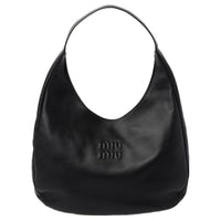 MIU MIU Leather Hobo Bag Handbag Shoulder Bag Women's Black
