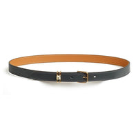 HERMES Calfskin Metal Gold-Plated Leather Belts Women's Black/Brown Width: 2CM