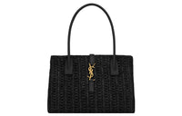 SAINT LAURENT Raffia Fiber Handbag Regular Women's Black