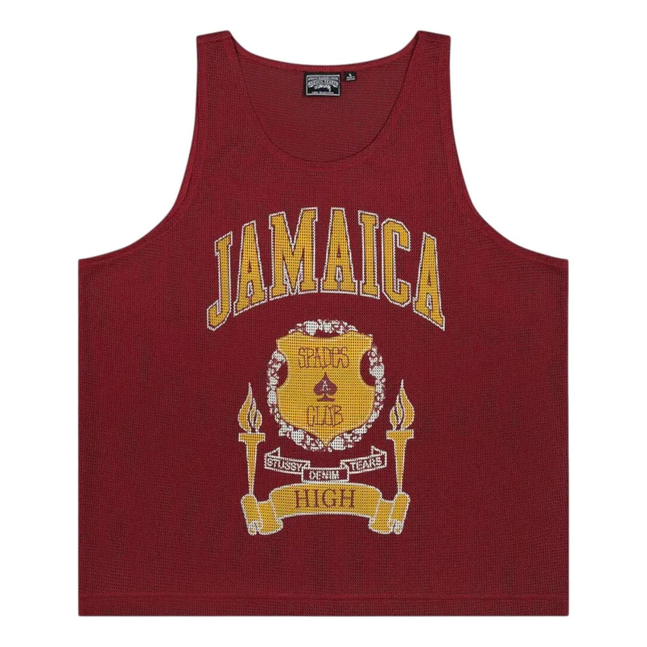 Denim Tears x Stussy Jamaica High Gym Tank 'Cardinal' 195292670632-CARD